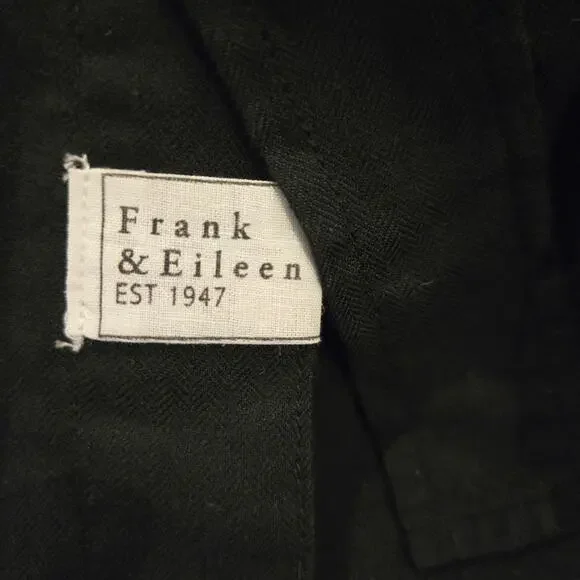 Frank & Eileen Grayson 100% Cotton Black Button-Up Shirt Tunic M Italian Fabric - Picture 7 of 9